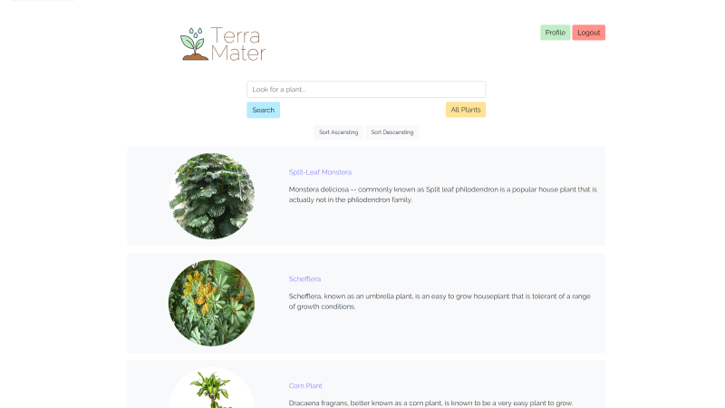 Terra Mater Application Screenshot